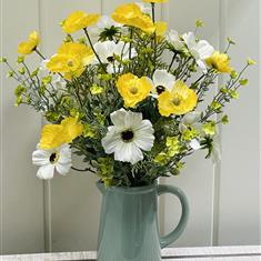 Artificial Lemon and Cream Poppy Jug