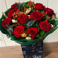 Luxury Christmas Rose Hand Tied
